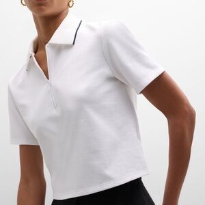 Theory Women's Blue Tennis Polo Zip-Front Tee Shirt Top Size M